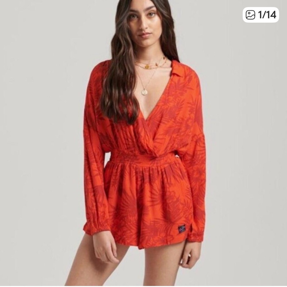 Superdry resort long sleeve shorts romper